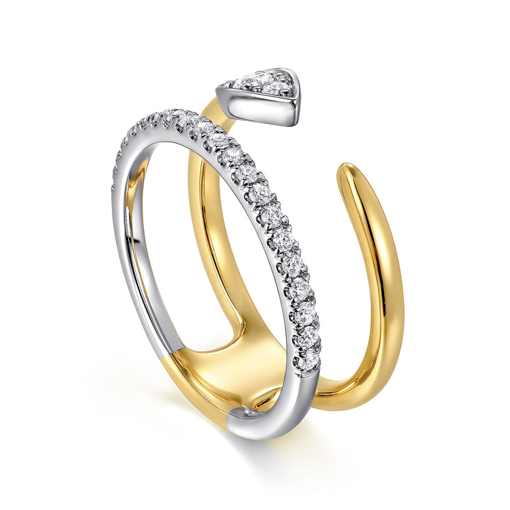 Contemporary 14K Two-Tone Gold Easy Stackable Ring