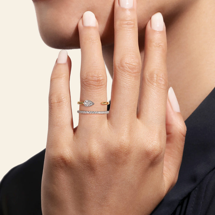 Contemporary 14K Two-Tone Gold Easy Stackable Ring