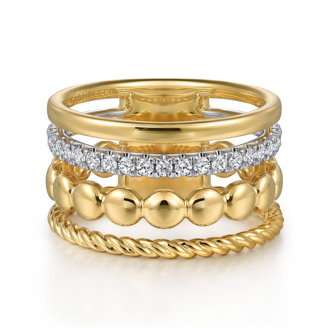 Hampton 14K Two-Tone Gold Wide Stackable Ring