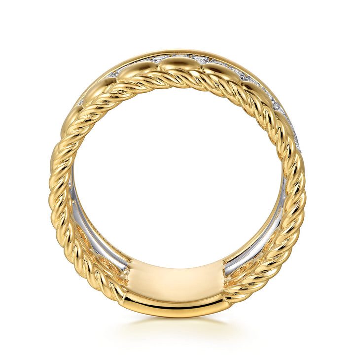Hampton 14K Two-Tone Gold Wide Stackable Ring