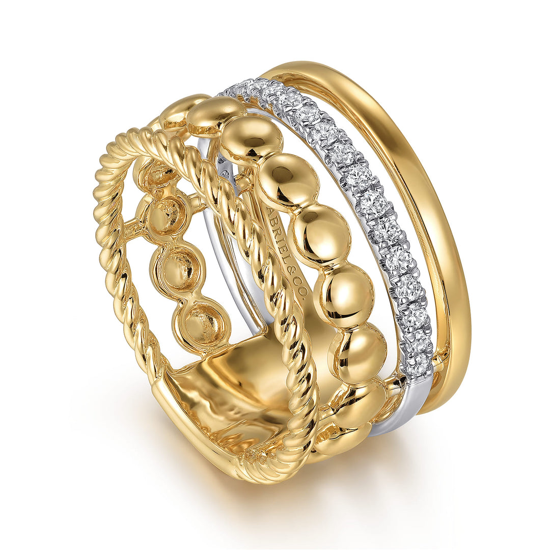 Hampton 14K Two-Tone Gold Wide Stackable Ring