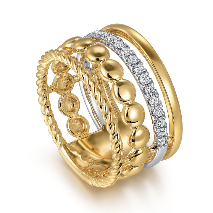 Hampton 14K Two-Tone Gold Wide Stackable Ring