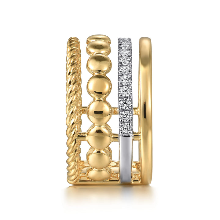 Hampton 14K Two-Tone Gold Wide Stackable Ring
