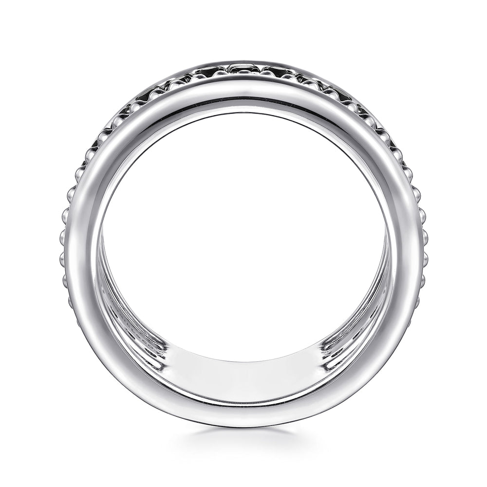 Sterling Silver Black Spinel Pyramid Multi Row Stackable Ring