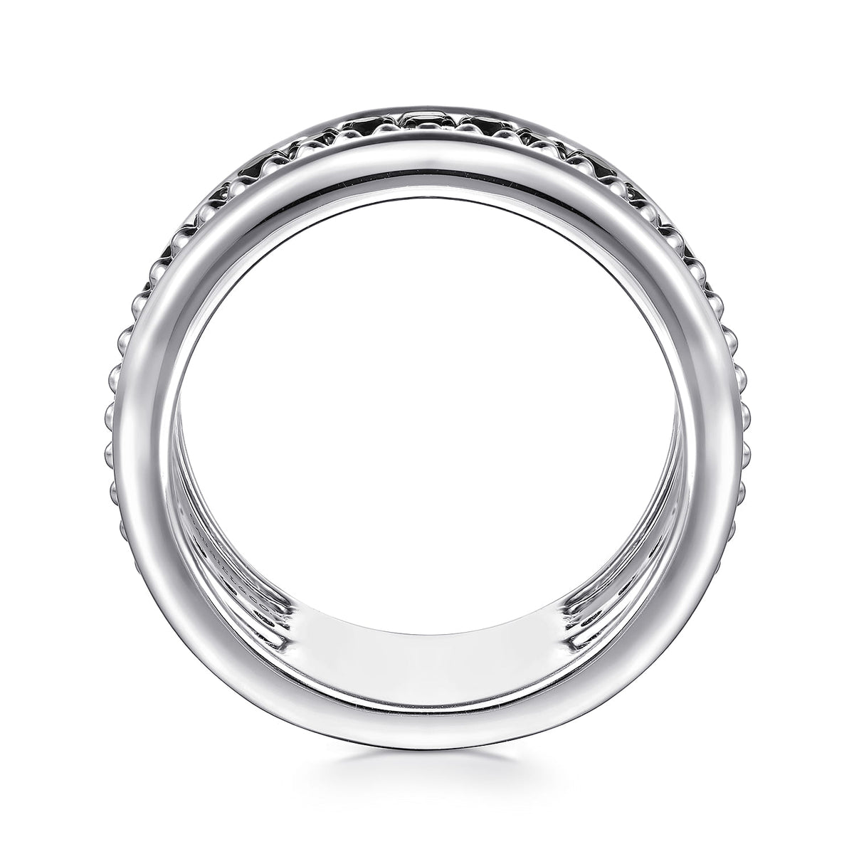 Sterling Silver Black Spinel Pyramid Multi Row Stackable Ring