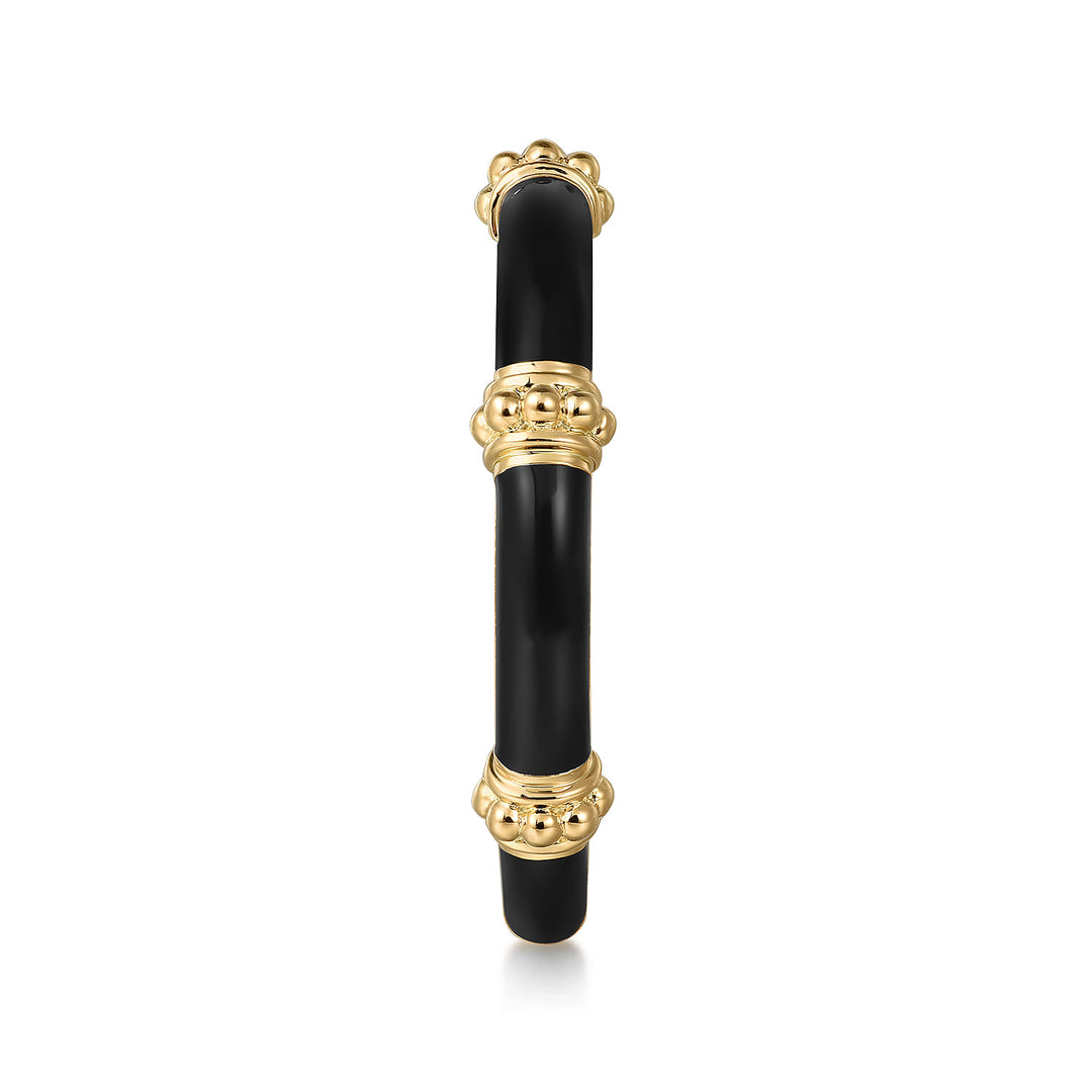 Bujukan 14K Yellow Gold Split Bar Enamel Stackable Ring