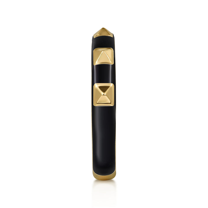 14K Yellow Gold Pyramid Stackable Enamel Ring