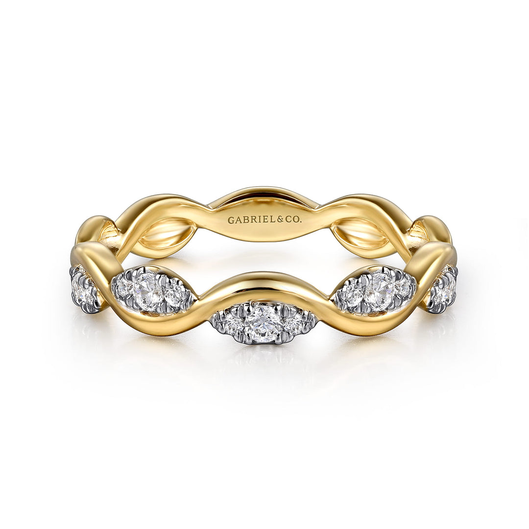 14K Yellow Gold Twisted Stackable Ring
