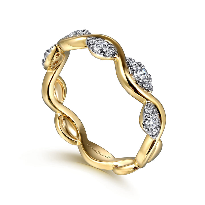 14K Yellow Gold Twisted Stackable Ring