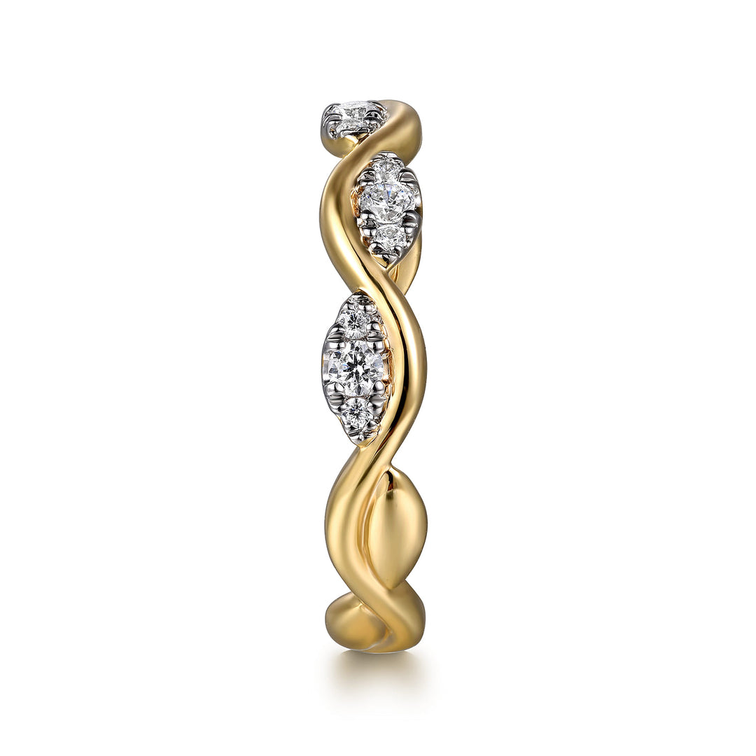 14K Yellow Gold Twisted Stackable Ring