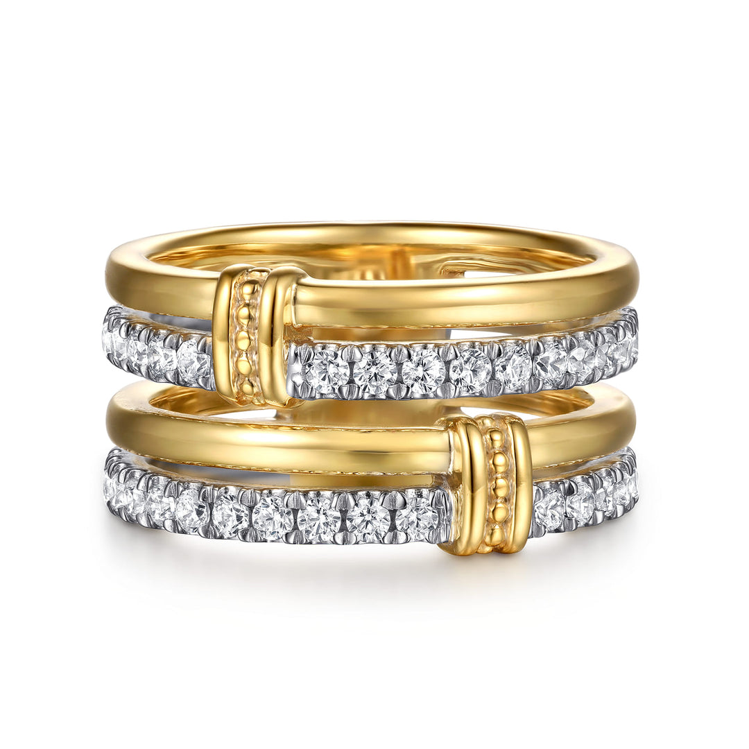 Bujukan 14K Two-Tone Gold Easy Stackable Ring