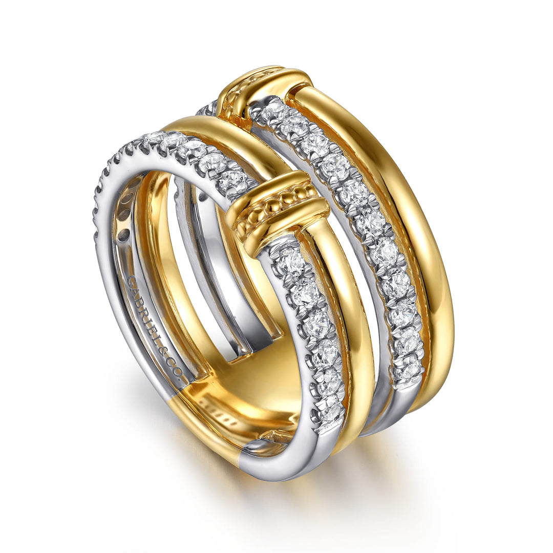 Bujukan 14K Two-Tone Gold Easy Stackable Ring