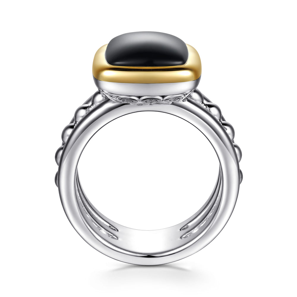 14K Gold & Sterling Silver Onyx Ring