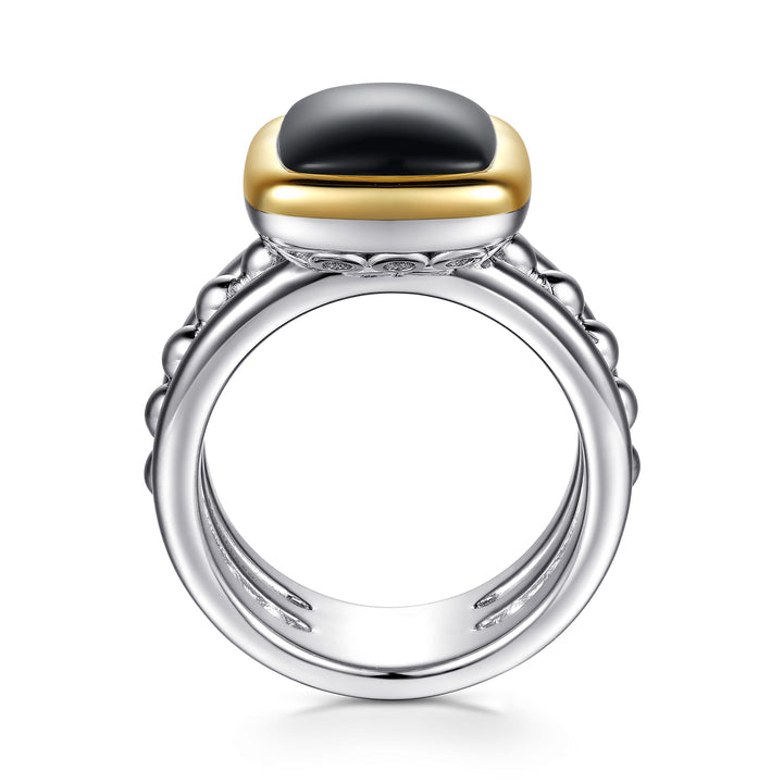 14K Gold & Sterling Silver Onyx Ring