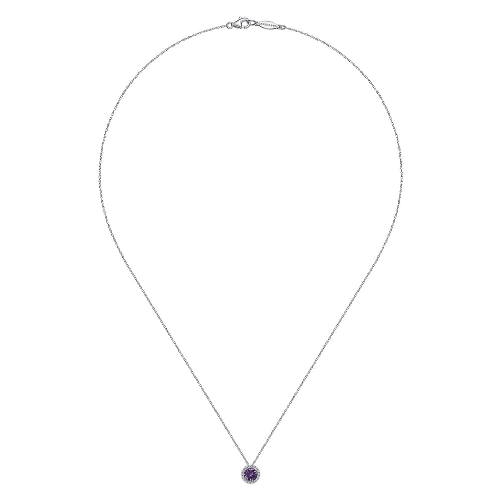 14K White Gold Amethyst Pendant Necklace