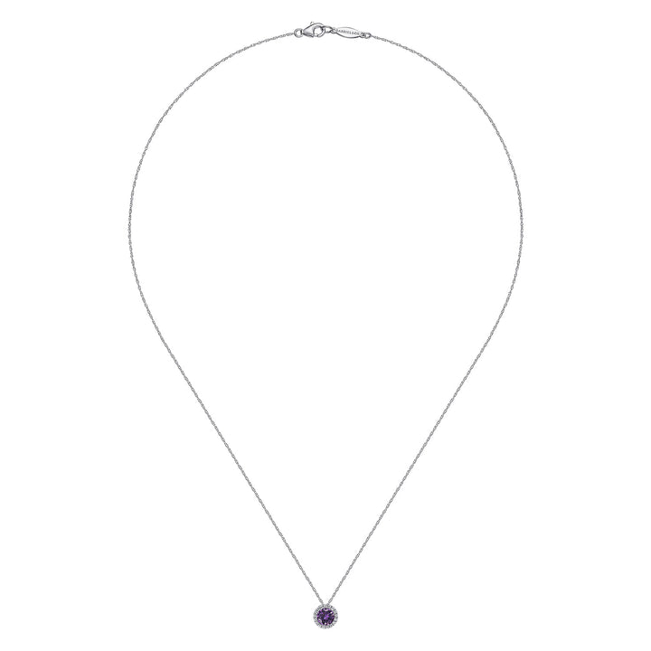 14K White Gold Amethyst Pendant Necklace