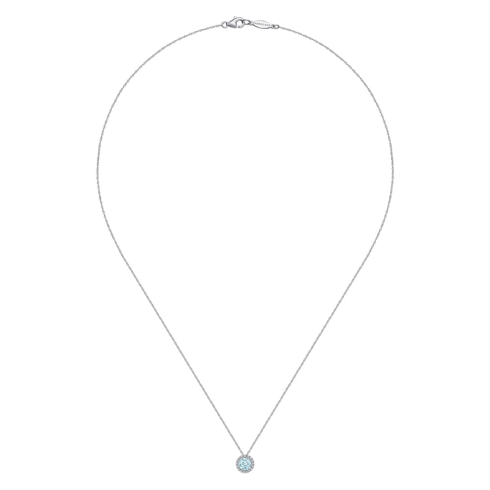 14K White Gold Aquamarine Pendant Necklace