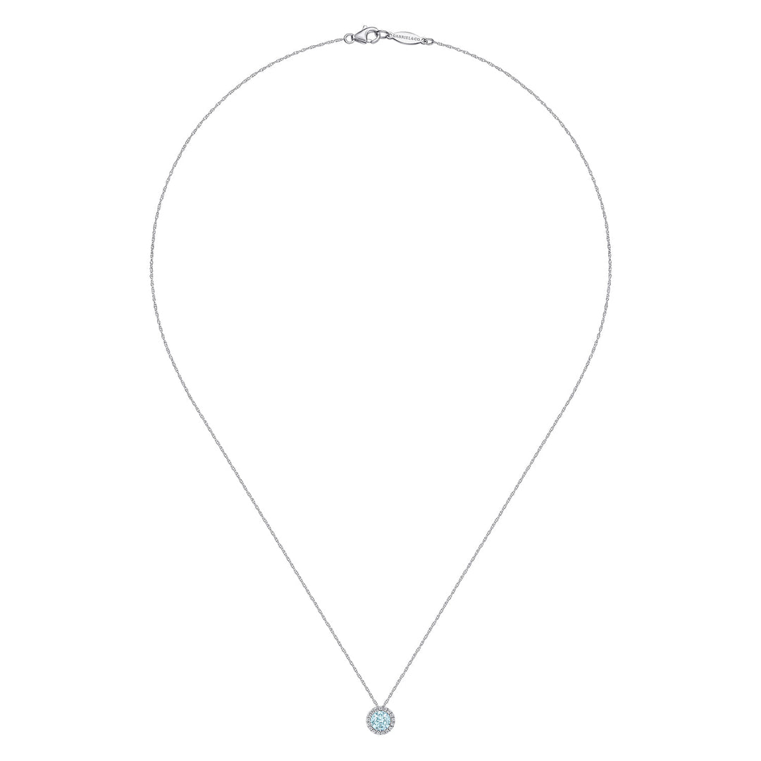 14K White Gold Aquamarine Pendant Necklace