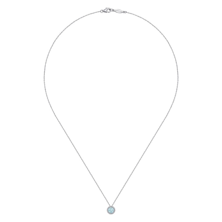 14K White Gold Aquamarine Pendant Necklace