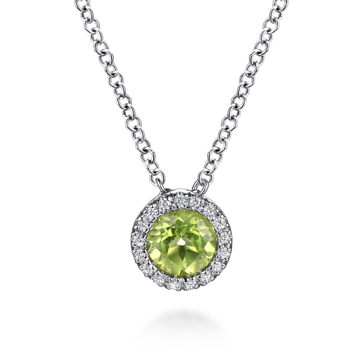 14K White Gold Peridot Pendant Necklace