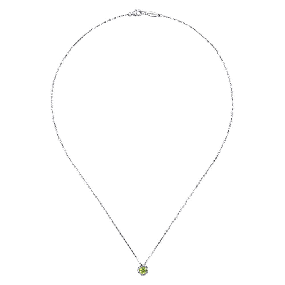 14K White Gold Peridot Pendant Necklace