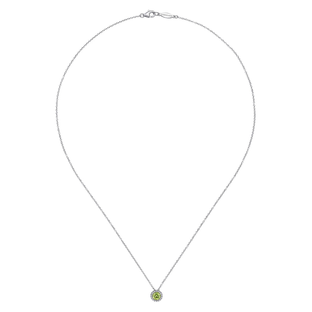 14K White Gold Peridot Pendant Necklace