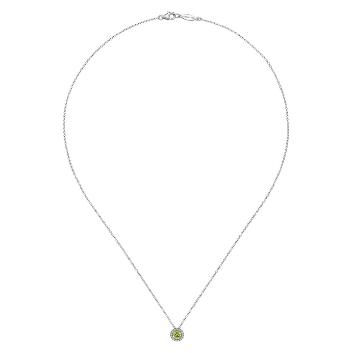 14K White Gold Peridot Pendant Necklace