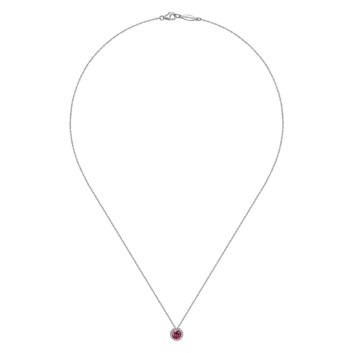 14K White Gold Pink Tourmaline Pendant Necklace