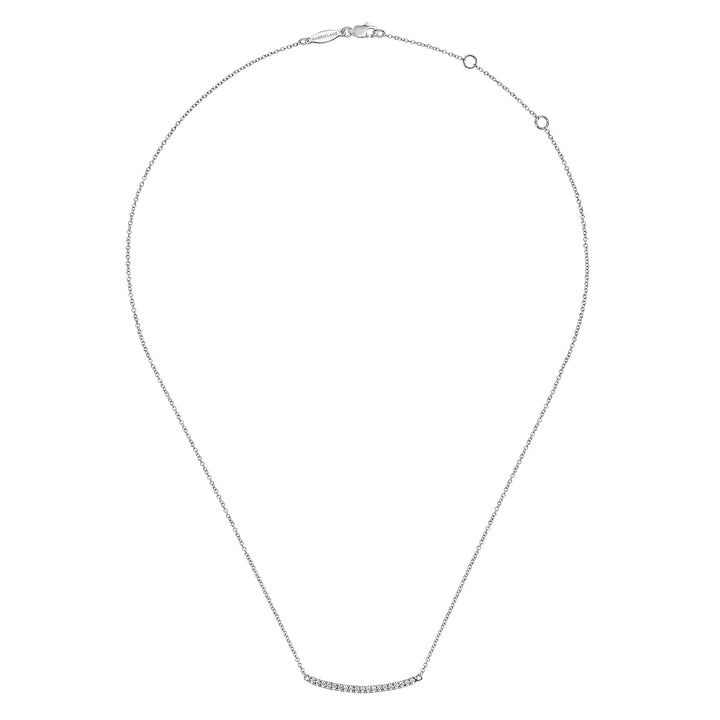 Classic 14K White Gold Curved Bar Pendant Necklace