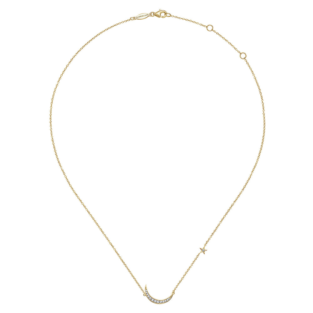 14K Yellow Gold Moon Pendant Necklace