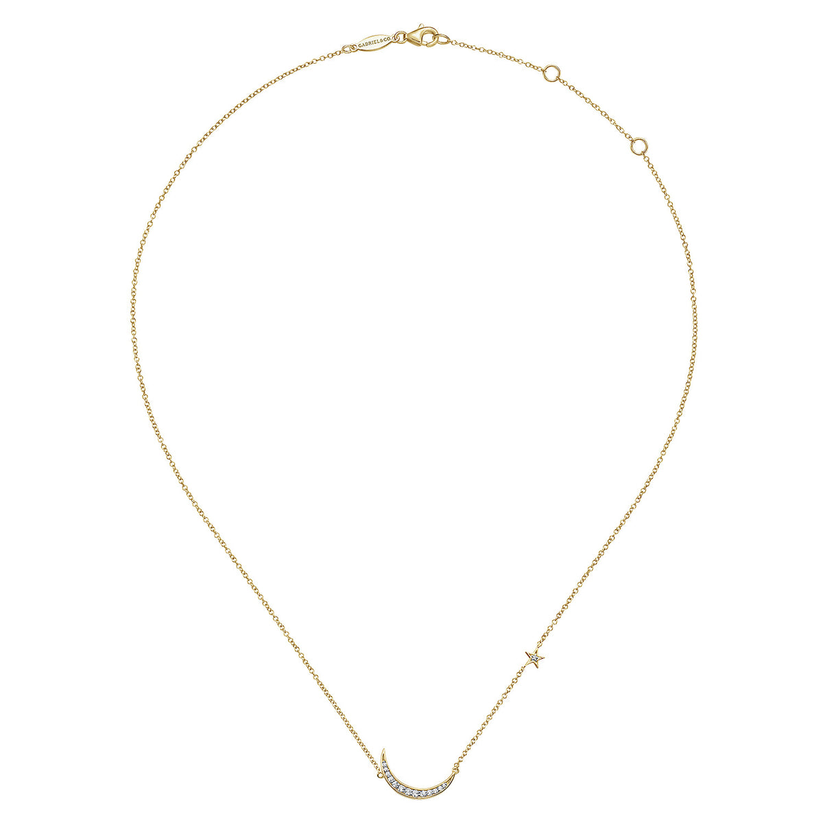 14K Yellow Gold Moon Pendant Necklace