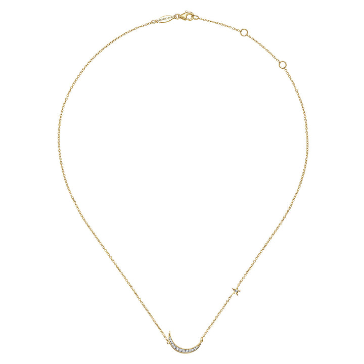 14K Yellow Gold Moon Pendant Necklace