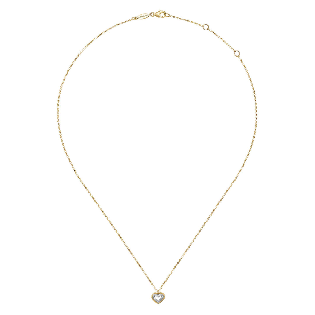14K Yellow Gold Pavé Heart Pendant Necklace