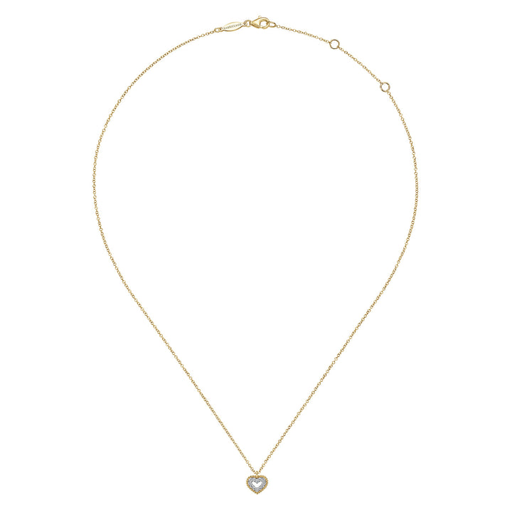 14K Yellow Gold Pavé Heart Pendant Necklace