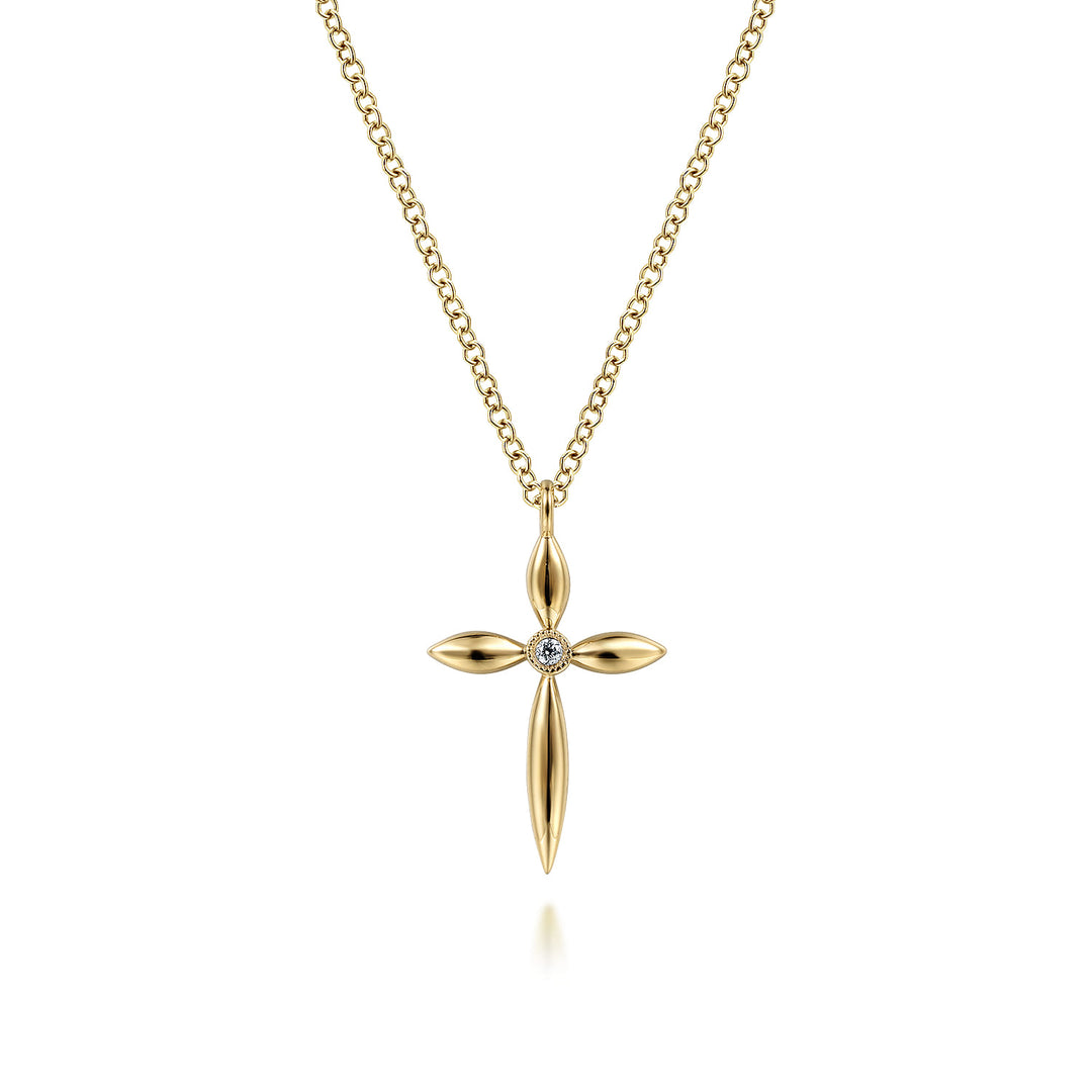 14K Yellow Gold Cross Necklace