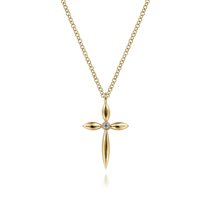 14K Yellow Gold Cross Necklace