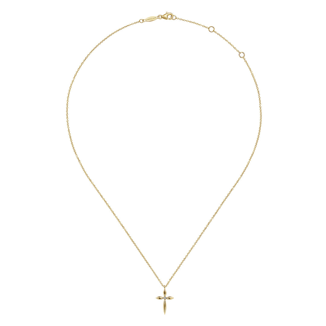 14K Yellow Gold Cross Necklace