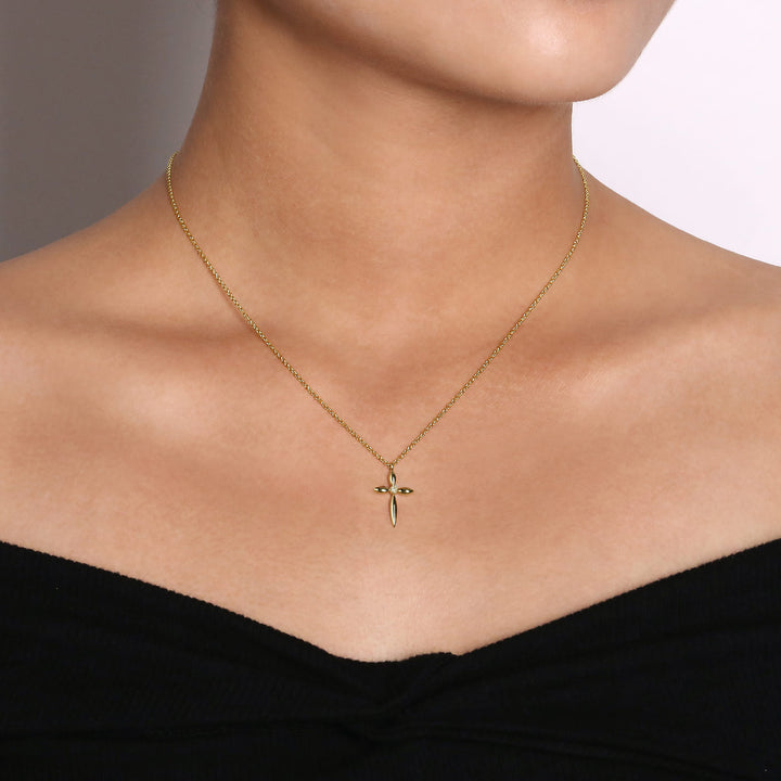 14K Yellow Gold Cross Necklace