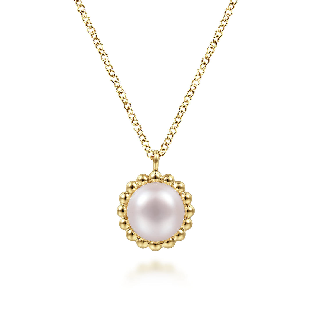14K Yellow Gold Pearl Pendant Necklace