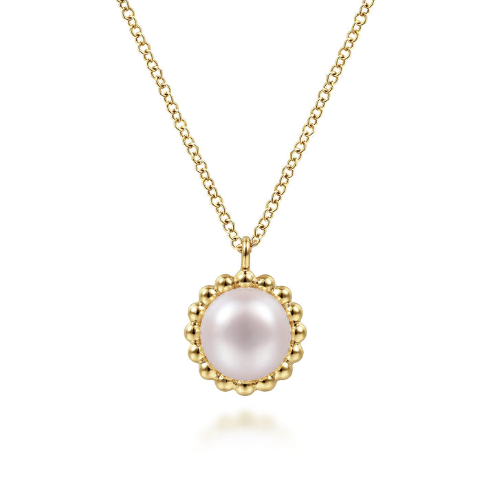 14K Yellow Gold Pearl Pendant Necklace