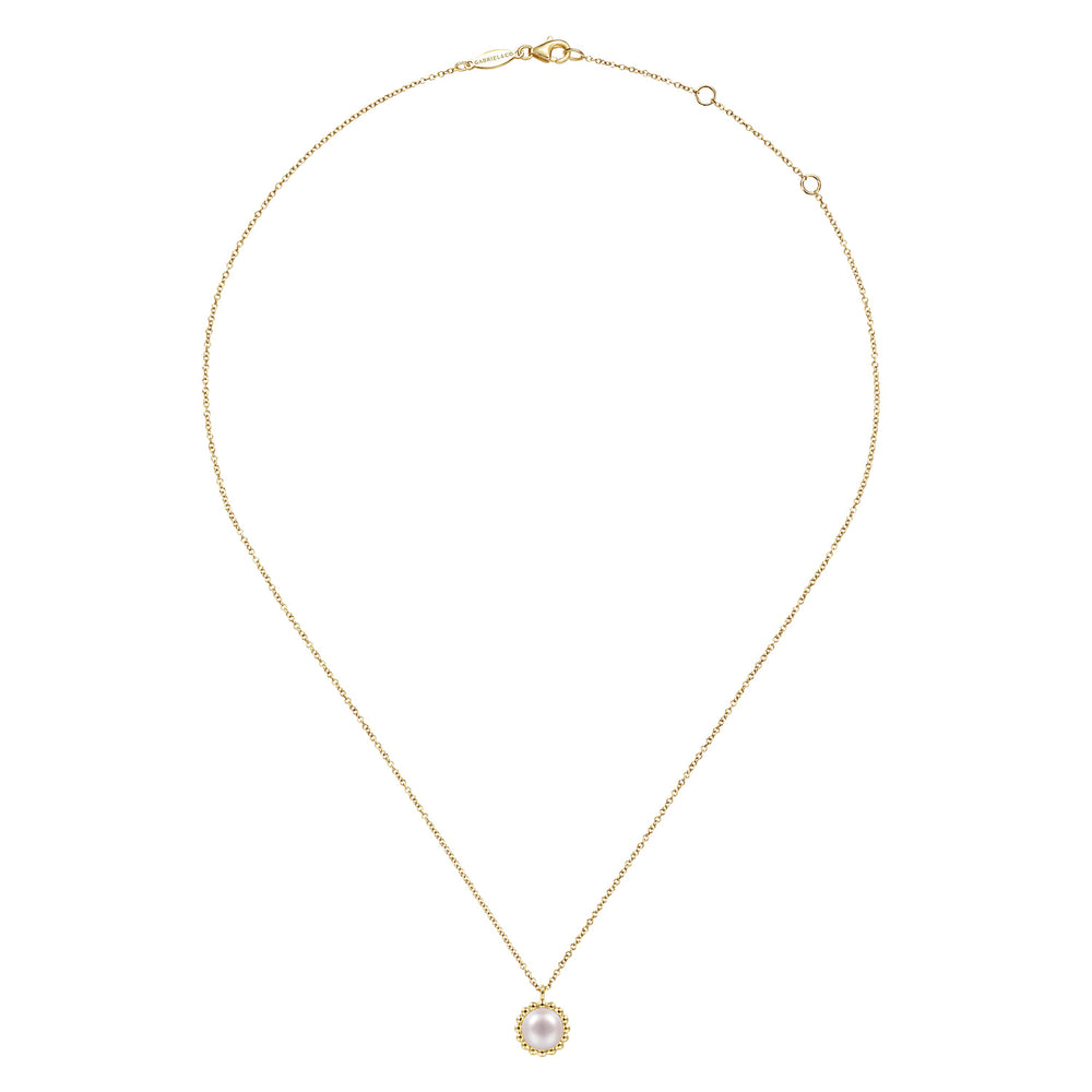 14K Yellow Gold Pearl Pendant Necklace