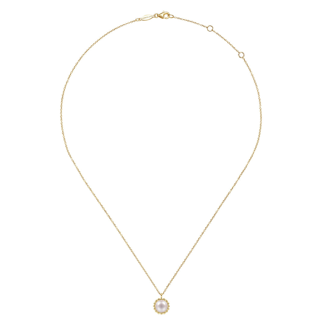 14K Yellow Gold Pearl Pendant Necklace