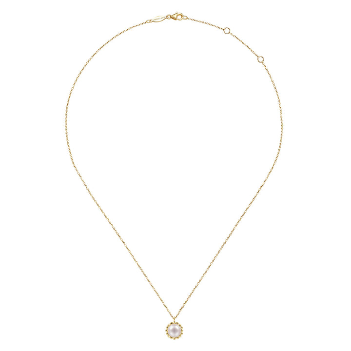 14K Yellow Gold Pearl Pendant Necklace