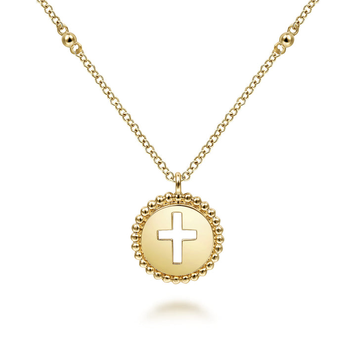 Bujukan 14K Yellow Gold Cross Pendant Necklace