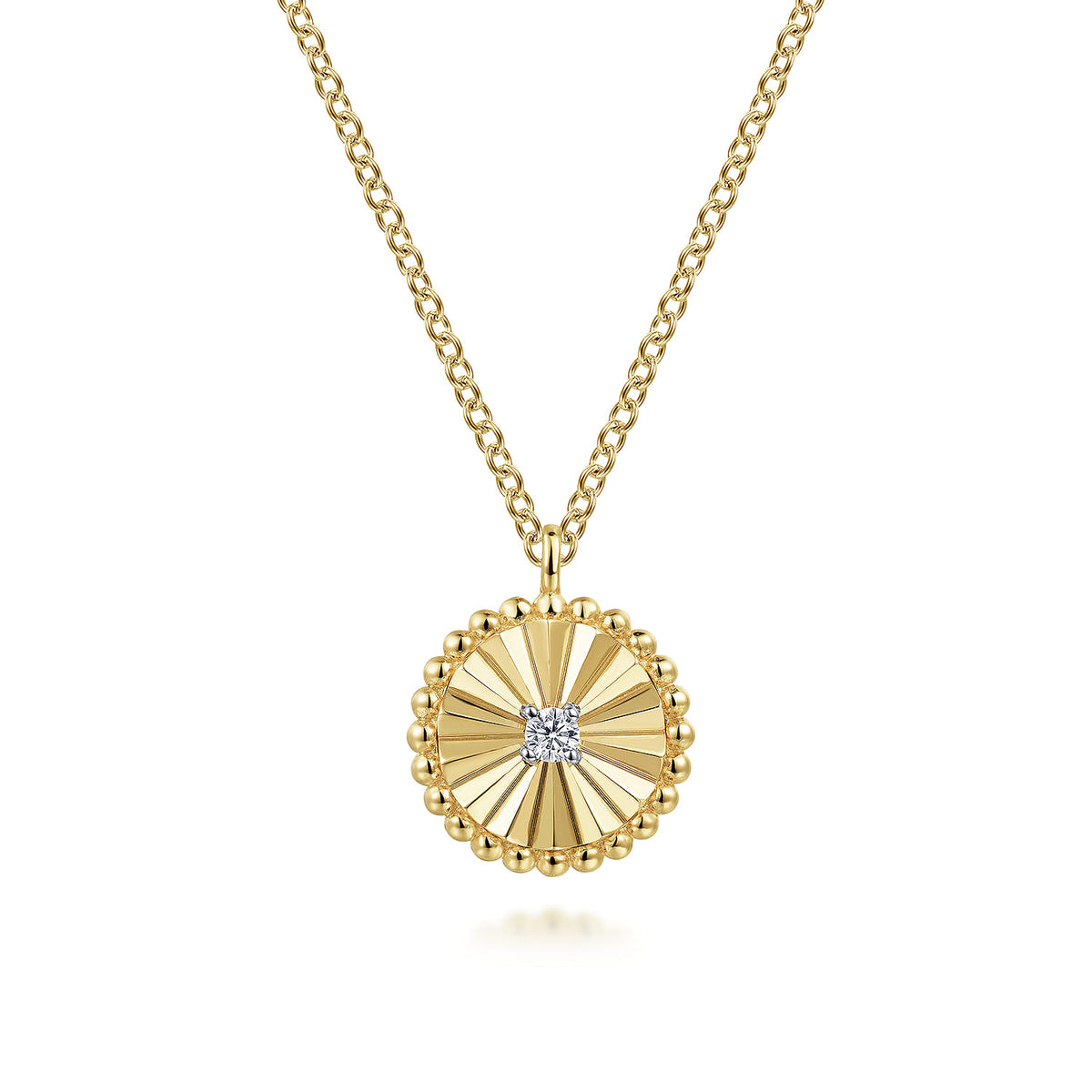 Bujukan 14K Two-Tone Gold Cut Circle Pendant Necklace