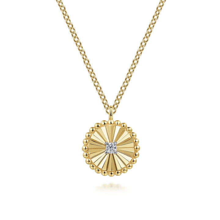 Bujukan 14K Two-Tone Gold Cut Circle Pendant Necklace