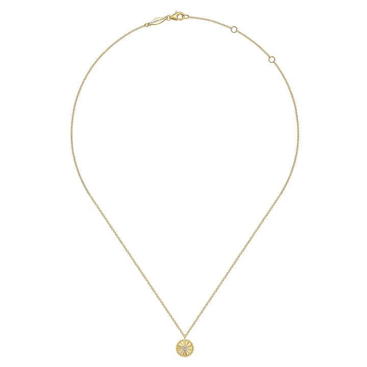 Bujukan 14K Two-Tone Gold Cut Circle Pendant Necklace