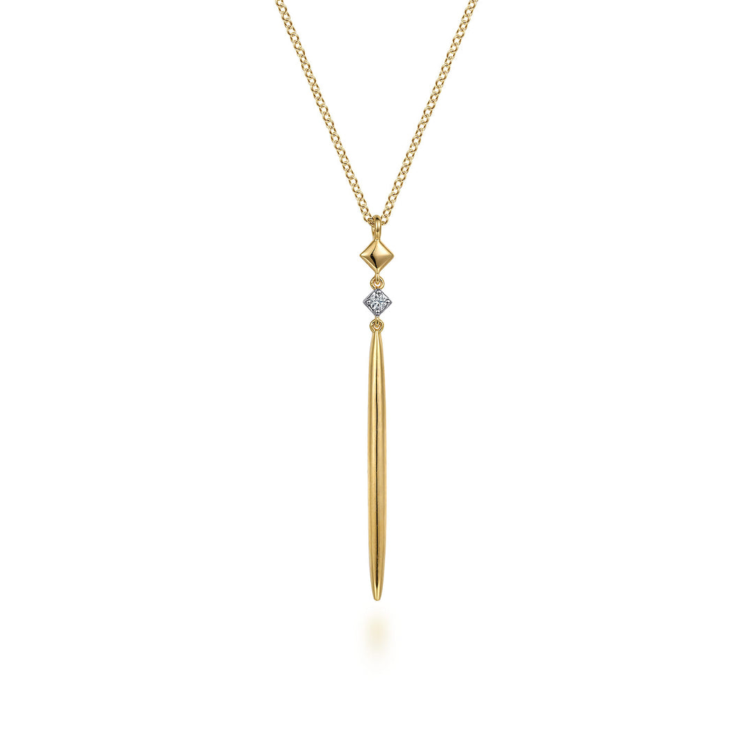 14K Yellow Gold Drop Pendant Necklace