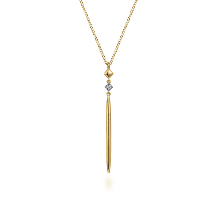 14K Yellow Gold Drop Pendant Necklace