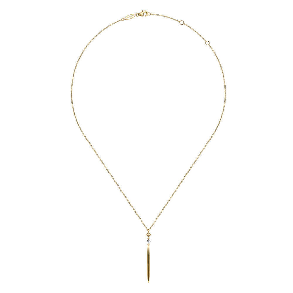 14K Yellow Gold Drop Pendant Necklace